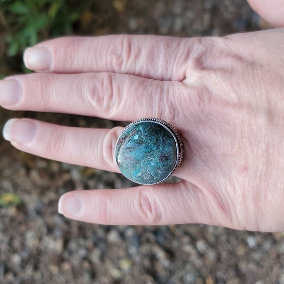 New Chrysocolla 925 Silver Ring. - Picture 13 of 16